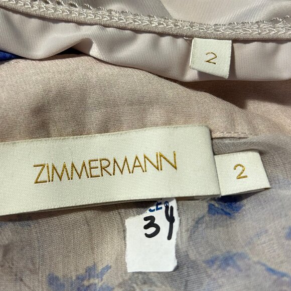 Women Zimmermann Blue Cornflower Print 2Pc Silk Blend Luminous Blouse Top 2 US/M - Picture 14 of 16